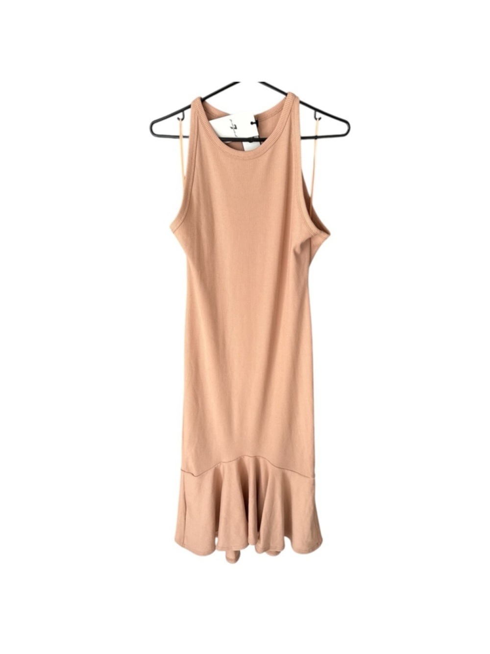 7 For All Mankind Fishtail Midi Bodycon Dress Women’s Size Large Tan Maxi NWT